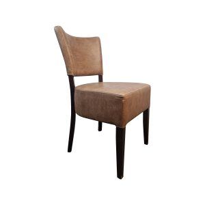 Super-Seat | The Lisa retro hospitality chairs brown | Brown leather chair with curved rug, four dark wooden legs, retro look. | Hospitality Furniture