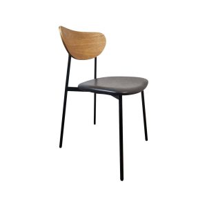 Super-Seat | The Must Scandinavian design chairs wood / black | Black metal frame, curved wooden back, black seat cushion, modern design. | Hospitality Furniture