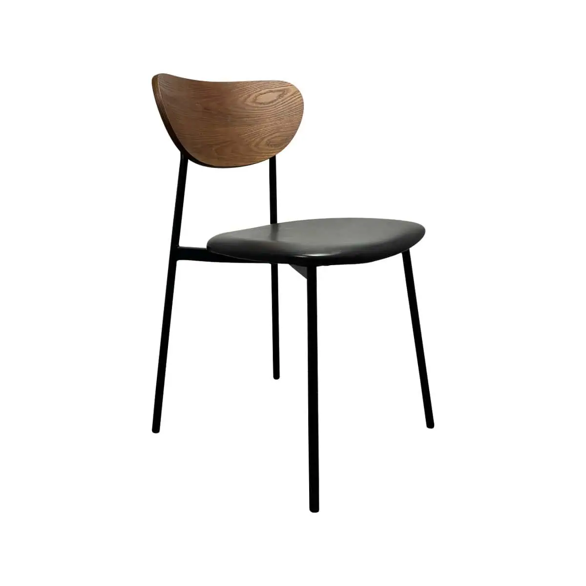 Super-Seat |Chair with curved wooden backrest, black seat cushion and slim black legs. | Hospitality Furniture