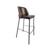 Super-Seat | The New York design bar stools wood black leather | Black leather seat/cloth, wood accents, black metal legs with footrest. | Hospitality Furniture