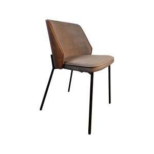 Super-Seat | The New York design stoelen hout velours Mokka | Bruin velours zitvlak, houten details, zwarte metalen poten, moderne uitstraling |. | Horecameubilair