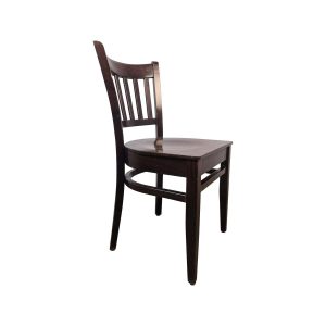 Super-Seat | The Richmond vintage wooden café chair | Donkerbruine houten stoel met latten rugleuning, rechte poten en gebogen zitting. | Horecameubilair