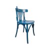 Super-Seat | The Sky Thonet vintage wooden fan-back chair in blue | Blauwe houten vintage stoel met gebogen rug, vijf verticale spijlen en ronde poten. | Horecameubilair