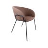 Super-Seat | The Portland designer arm chair | Velours mocha bekleding, afgerond ontwerp, zwarte slanke metalen poten. | Horecameubilair