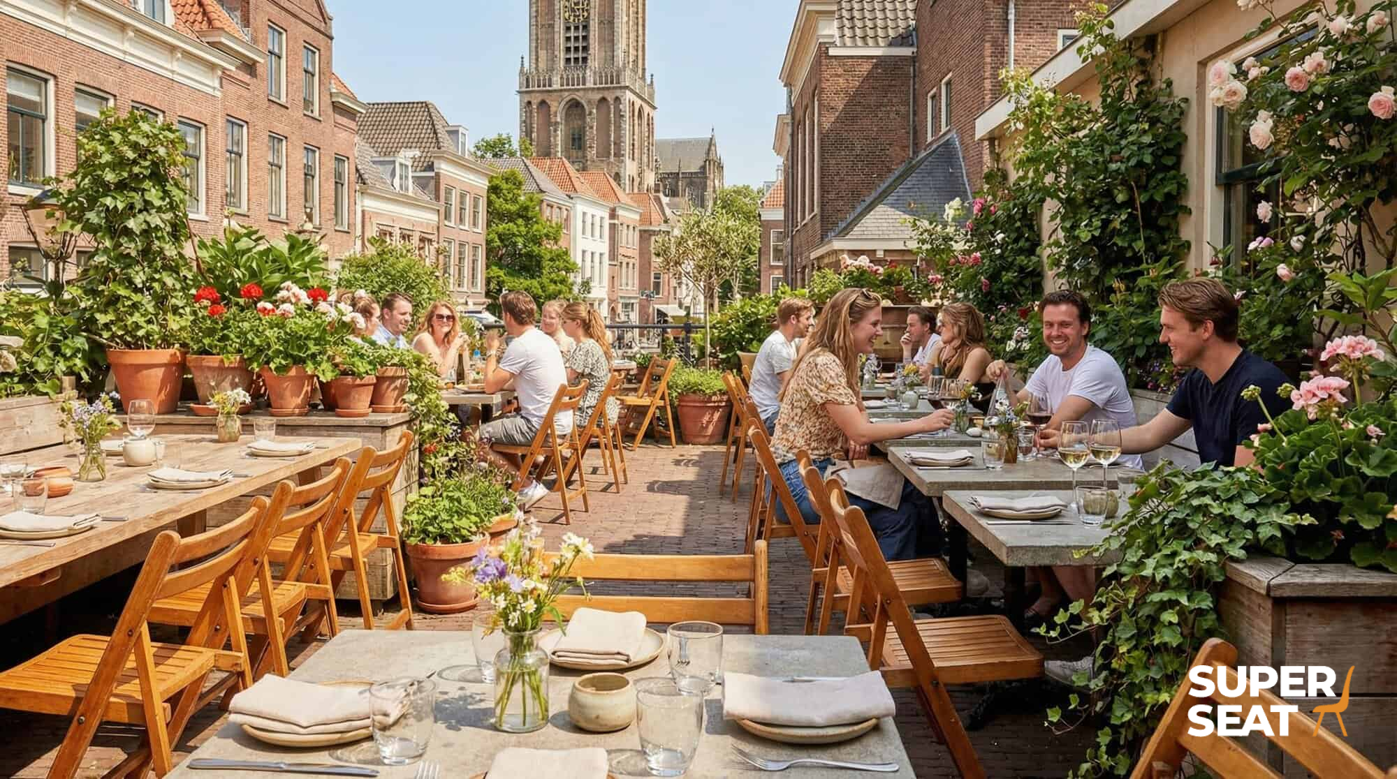 Classico vintage wooden ( outdoor ) folding chairs brown