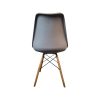 Super-Seat | The Eames Retro Design Shell Chair – Grey | Grijze kunststof kuip, houten poten, zwarte metalen staven, Eames stijl. | Horecameubilair