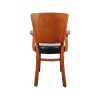 Super-Seat | Sturdy wooden arm chair with curved back, black seat. Material: wood, faux leather. Color: natural & black. | Hospitality Furniture