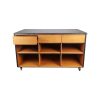 Super-Seat | Anthracite wood cabinet, marble top, 3 drawers, shelves, casters |. | Hospitality Furniture