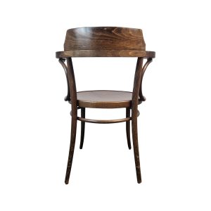 Super-Seat | The Milford Vintage-Thon-Armstühle aus dunklem Holz | Donker houten armstoel met gebogen rugleuning, ronde zitting, slanke taps toelopende poten. | Horecameubilair
