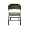 Super-Seat | The FieldFold Vintage-Klappstühle aus Metall in Armeegrün | Opvouwbare metalen stoel in legergroen met vlakke zitting en rug, zwarte pootdoppen. | Horecameubilair
