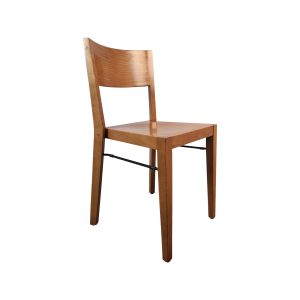 Super-Seat | The Arden Hutten wooden designer chairs in warm wood tone | Chair of warm lacquered wood with metal support bar, curved backrest, clean shapes. | Hospitality Furniture