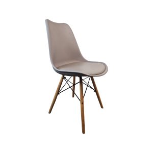 Super-Seat | The Eames Retro Design Shell Chairs Grey | Lichtgrijze kunststof zitting, houten poten, zwarte metalen steunen, retro design. | Horecameubilair