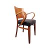 Super-Seat | Wooden armchair with curved armrests, solid blanket, black seat; wood and plastic. | Hospitality Furniture