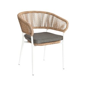 Super-Seat | White plastic chair, metal legs, round rattan-look backrest. | Hospitality Furniture