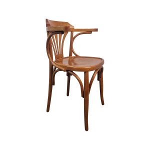 Super-Seat | The Nova vintage wooden Thon arm chairs brown | Dark brown wooden chair with curved back and fixed writing table on the right side. | Hospitality Furniture