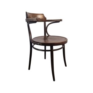 Super-Seat | The Sofia vintage wooden Thon cafe chairs with armrest | Dark wood, round seat, curved back, slim legs, vintage look. | Hospitality Furniture