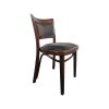 Super-Seat | The Stonemill vintage wooden chairs Cabin Chairs | Dark wood chair with curved rug, black fabric seat, metal studs. | Hospitality Furniture