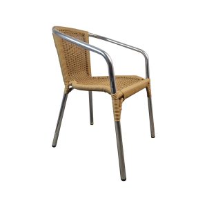 Super-Seat | Tivoli patio chair Stackable chrome frame, braided wicker seat/backrest, color natural, white backr. | Hospitality Furniture