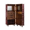 Super-Seat | The Authentic Models 'Pop up' bar in case wine red |Wine red leather case with metal studs, wheels, mirror, drawers and chessboard. | Hospitality Furniture