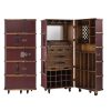 Super-Seat | The Authentic Models 'Pop up' Bar in suitcase wine red | Wine red wooden bar on wheels, vintage suitcase style with mirror, drawers and shelves. | Hospitality Furniture