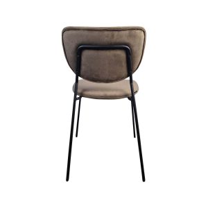 Super-Seat | Black Diego chair with brown upholstery, curved rug, black metal legs; stylish and modern. | Hospitality Furniture
