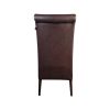 Super-Seat |Lisa Hospitality Stühle schwarz Diego stoel, schwarz stoel met bruin beklede zitting, houten poten, hoge rugleuning, licht gebogen bovenrand. | Horecameubilair
