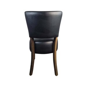 Super-Seat | Black chair with soft seat, curved backrest and dark wooden legs. | Hospitality Furniture