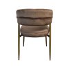 Super-Seat | The Mounira Design-Armstühle Mokka Samt Gold | Elegante armstoel met mokka bruin fluweel en gouden poten, ronde rug en zitting, achteraanzicht. | Horecameubilair