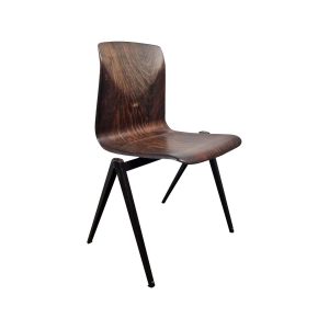 Super-Seat | Galvanitas S17 SC Chair Dark brown carbon wood with black metal legs, curved seat and back, sleek design. | Hospitality Furniture