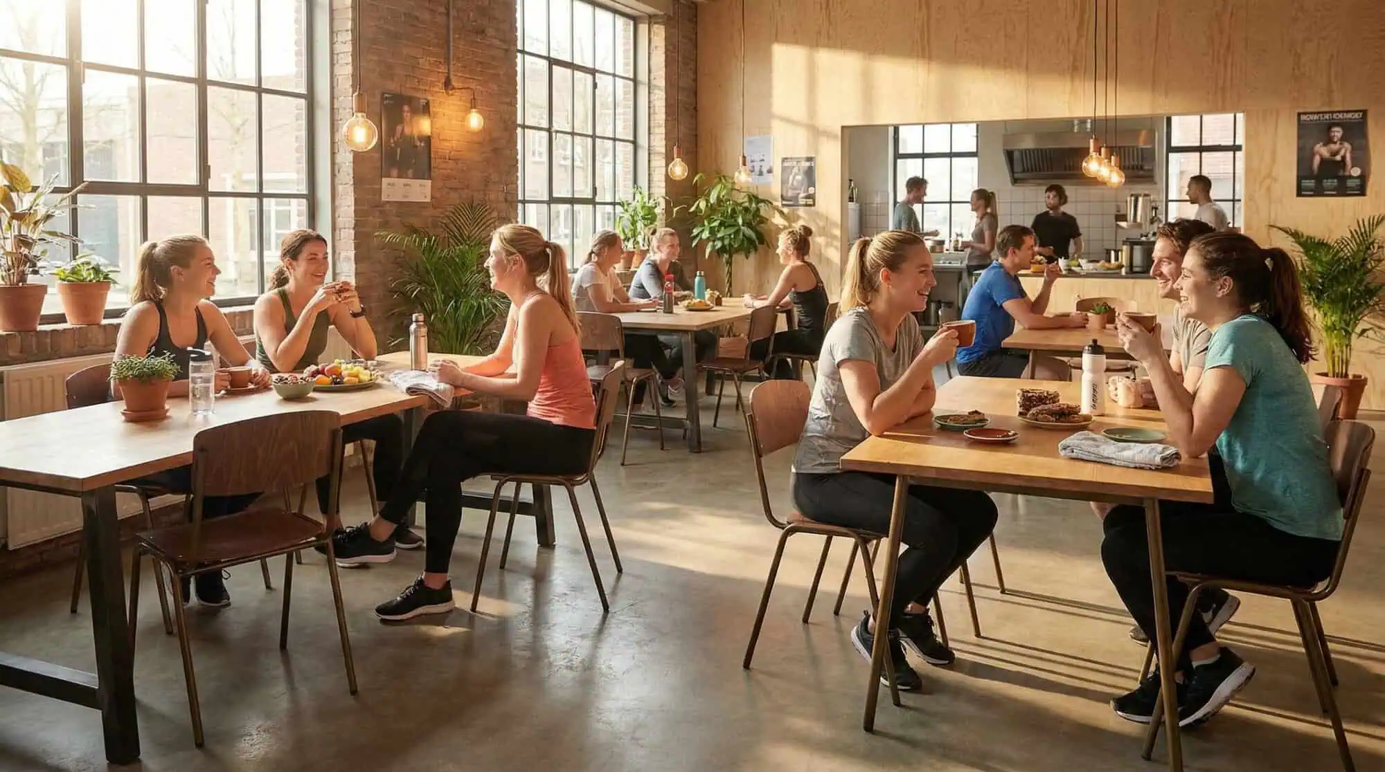 Super-Seat | Brown bronze metal chairs with wooden seat surrounded by tables in bright, open café space. | Hospitality Furniture
