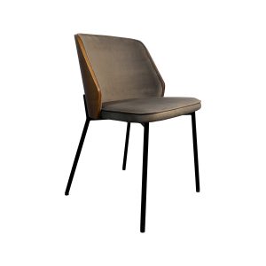 Super-Seat | Maison designer chairs velvet Mocha | Brown velvet chair, black metal legs, wooden accent on backrest, modern design. | Hospitality Furniture