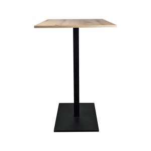 Super-Seat |Hospitality tables oak melamine with black base 67x67cm Square table, oak melamine top, black metal base, white background. | Hospitality Furniture