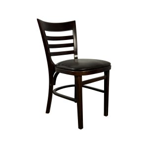 Super-Seat | Dark brown wooden cafe chair with curved back and seat, white background. | Hospitality Furniture