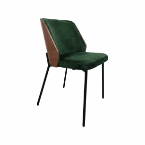 New York design chairs wooden with green velvet upholstery