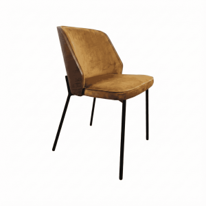 New York design chairs wooden with ochre velvet upholstery