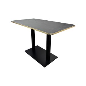Super-Seat | Rectangular table with dark top, gold edge, black legs on rectangular base Dark table with gold edge and black legs. | Hospitality Furniture