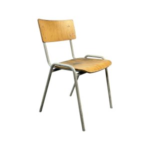 Super-Seat |What you are about to encounter|Chair with wooden seat and back, metal frame and four angled legs on white background. | Hospitality Furniture