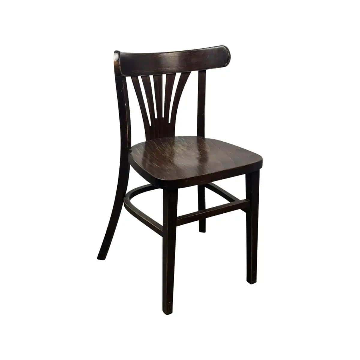 Rivolli Thon dark brown wooden stackable chairs with fan back